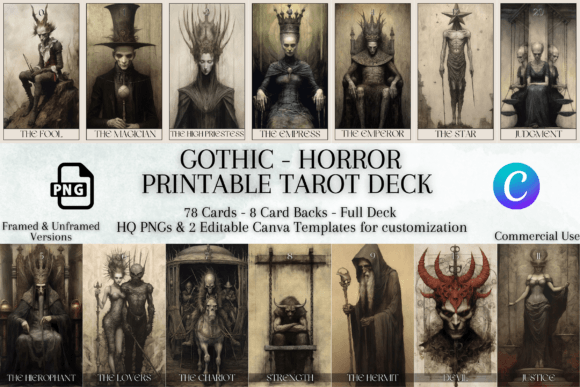 Download Horror Printable Tarot Deck | 78 Cards - Card Collection