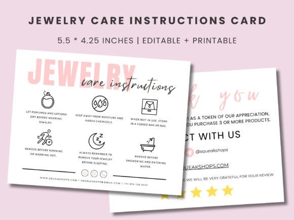 Download Printable Jewelry Care Card Template - Card Collection