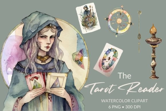 Download The Tarot Reader Watercolor Clipart - Tarot Collection