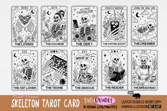 Download Skeleton Tarot Card Halloween SVG Bundle - Card Collection