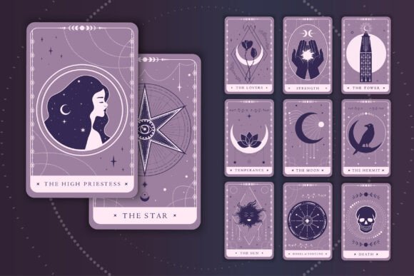 Download Celestial Tarot Cards Purple Set - Card Collection