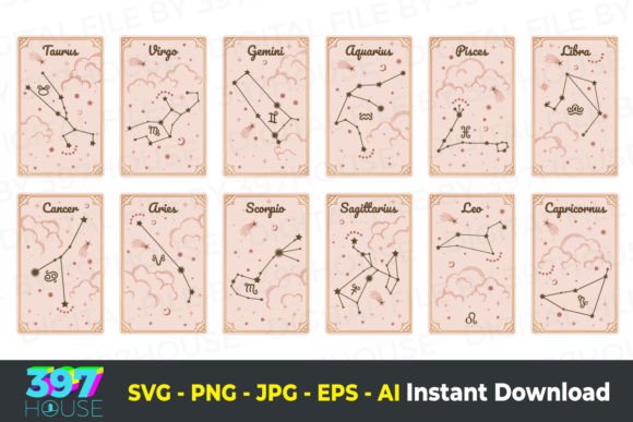 Download 12 Zodiac Astrology Tarot Card - Card Collection