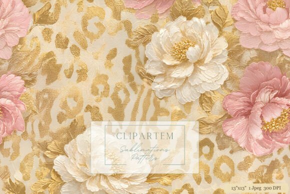 Download Pink Gold Leopard Floral Pattern Design - Pattern design Collection