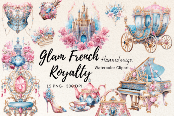 Download Glam French Royalty Watercolor Cliparts - Royalty Collection