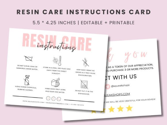 Download Resin Care Instructions Card Template - Card Collection