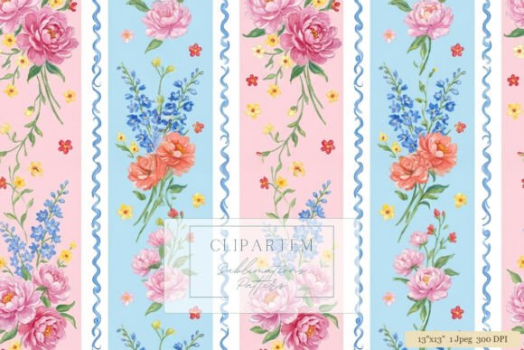 Download Pink Peony Stripe Floral Pattern Design - Pattern design Collection